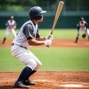 福岡県の高校野球選手が打席で構え内野手の守備を見据える場面